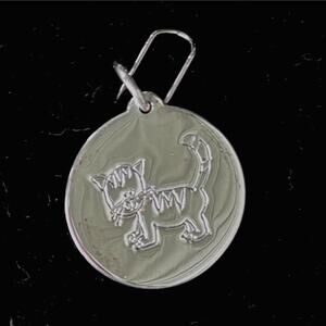 Lucy Ann Sterling Silver Cat Circle Charm 1" diameter